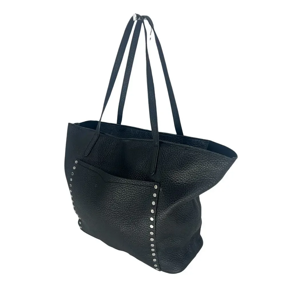 Rebecca Minkoff Unlined Front Pocket Leather Tote Black Studded